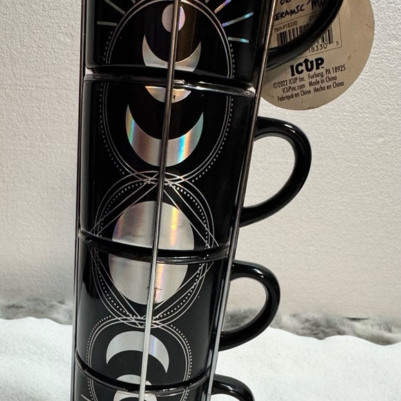 Black and Silver Moon Phase Stacking Mugs - Picture 4 of 6